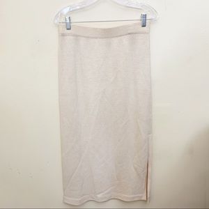 ST. JOHN Evening Cream Maxi Knit Skirt w/ Slit 10